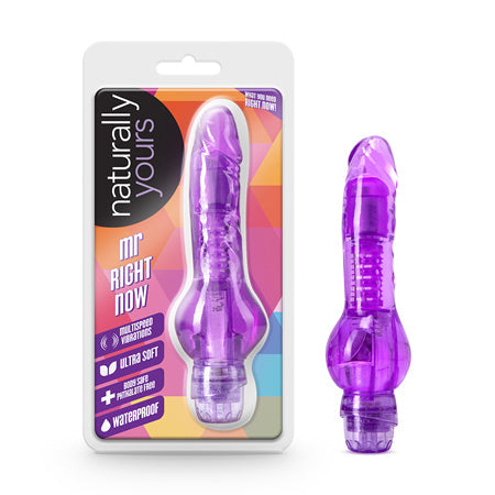 Naturally Yours Mr. Right Now 6.5 in. Vibrating Dildo Purple-0