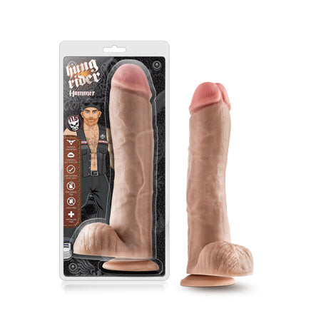 Hung Rider Hammer Realistic 11.5 in. Dildo with Balls Beige-0