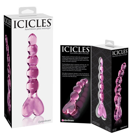 Icicles No. 43 Glass Massager with Heart-Shaped Handle Pink-0
