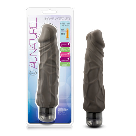 Au Naturel Home Wrecker 9.5 in. Dual Density Vibrating Dildo Brown-0