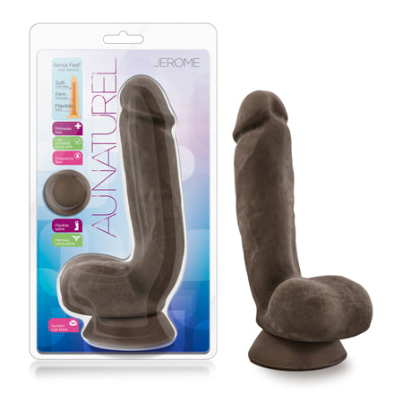 Au Naturel Jerome 8.5 in. Posable Dual Density Dildo with Balls Brown-0