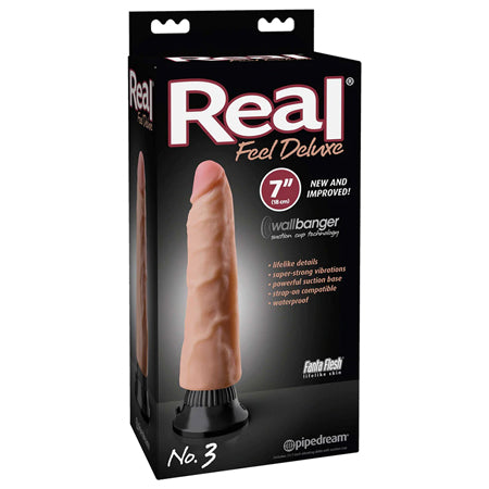 Real Feel Deluxe No. 3 Realistic 7 in. Vibrating Dildo With Suction Cup Beige-0