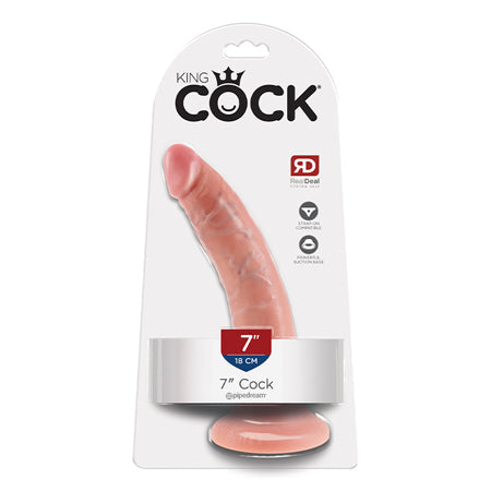 King Cock 7 in. Cock Realistic Dildo With Suction Cup Beige-0