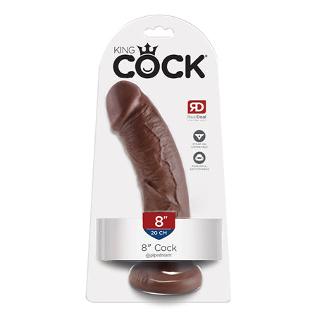 King Cock 8 in. Cock Realistic Dildo With Suction Cup Brown-0