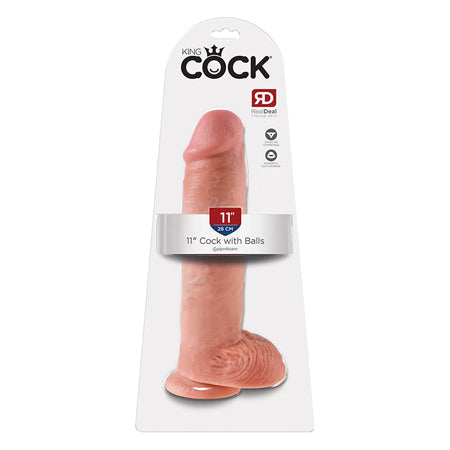 King Cock 11 in. Cock With Balls Realistic Suction Cup Dildo Beige-0