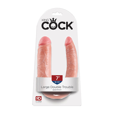 King Cock Double Trouble Large 7 in. Realistic Dual-Ended Dildo Beige-0