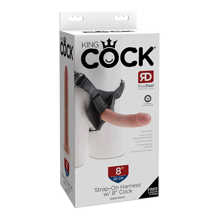 King Cock Strap-On Harness With 8 in. Cock Beige-0