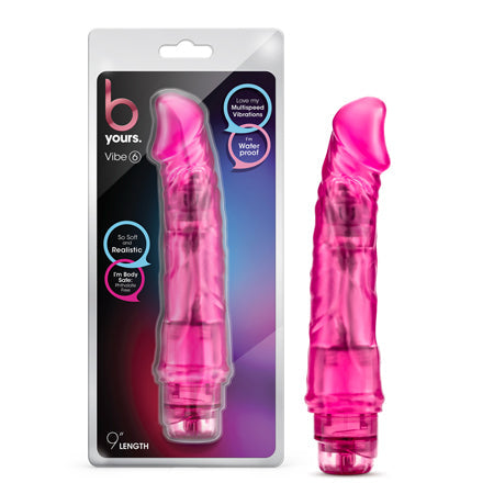 B Yours Vibe 6 Realistic 9.25 in. Vibrating Dildo Pink-0