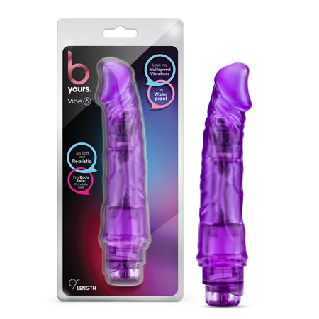 B Yours Vibe 6 Realistic 9.25 in. Vibrating Dildo Purple-0