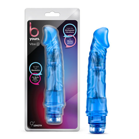 B Yours Vibe 6 Realistic 9.25 in. Vibrating Dildo Blue-0