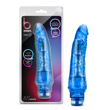 B Yours Vibe 7 Realistic 8.75 in. Vibrating Dildo Blue-0