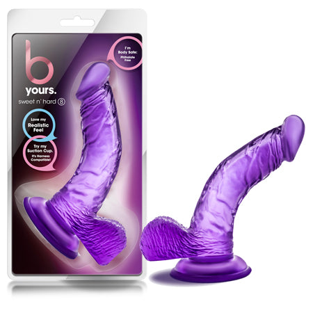 B Yours Sweet 'n Hard 8 Realistic 6.5 in. Dildo with Balls Purple-0