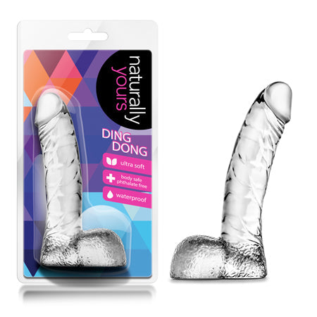 Naturally Yours Ding Dong Realistic 5.5 in. Dildo with Balls Clear-0