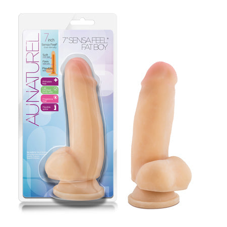Au Naturel 7 in. Sensa Feel Fat Boy Posable Dual Density Dildo Beige-0