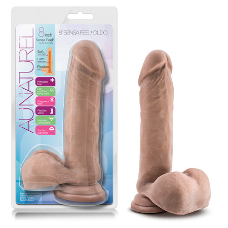 Au Naturel 8 in. Posable Dual Density Dildo with Balls Tan-0