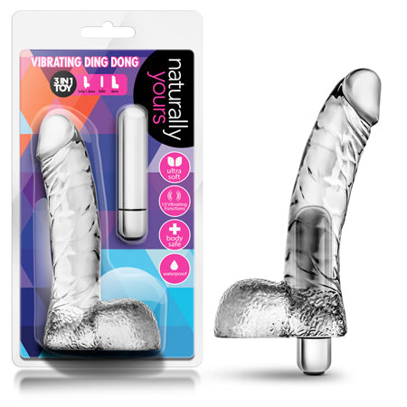Naturally Yours Vibrating Ding Dong with Balls 6.5 in. Clear-0