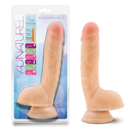 Au Naturel Big Billy 9 in. Posable Dual Density Dildo with Balls Beige-0