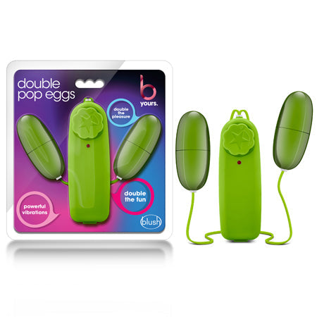 B Yours Double Pop Eggs Remote-Controlled Dual Bullet Vibrator Lime-0