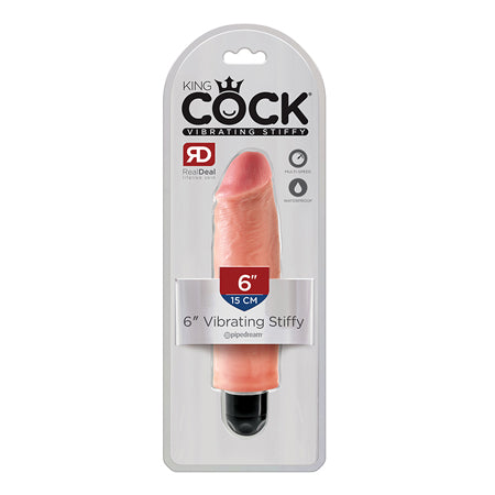 King Cock 6 in. Vibrating Stiffy Realistic Dildo Beige-0