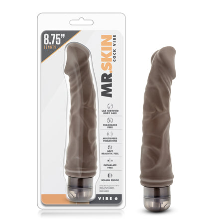 Dr. Skin Vibe 6 Realistic 8.75 in. Vibrating Dildo Brown-0