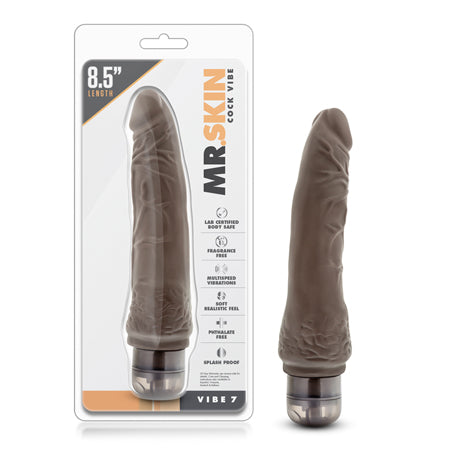 Dr. Skin Vibe 7 Realistic 8.5 in. Vibrating Dildo Brown-0