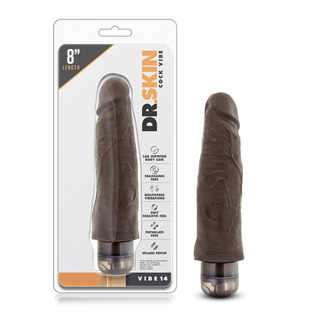 Dr. Skin Vibe 14 Realistic 8 in. Vibrating Dildo Brown-0