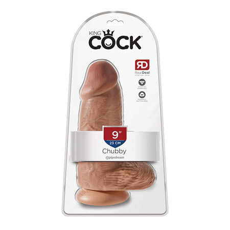 King Cock Chubby 9 in. Cock With Balls Realistic Suction Cup Dildo Tan-0
