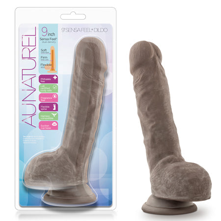 Au Naturel Big Billy 9 in. Posable Dual Density Dildo with Balls Brown-0