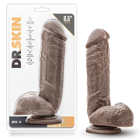 Dr. Skin Mr. D Realistic 8.5 in. Dildo with Balls Brown-0