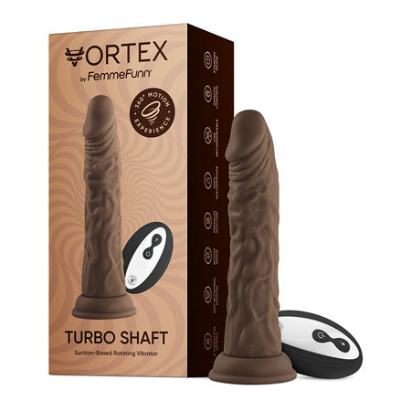 FemmeFunn Vortex Turbo Shaft 2.0 8 in. Vibrating Rotating Dildo Brown-0