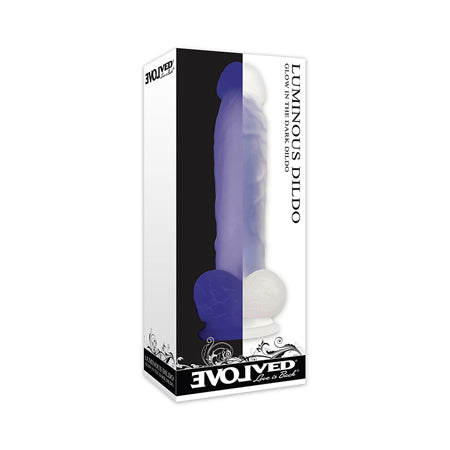 Evolved Luminous Poseable Glow in the Dark 8 in. Dildo With Balls Clear/Purple-0
