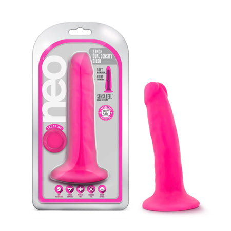 Neo 6 in. Dual Density Dildo Neon Pink-0