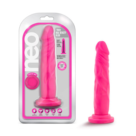 Neo 7.5 in. Dual Density Dildo Neon Pink-0