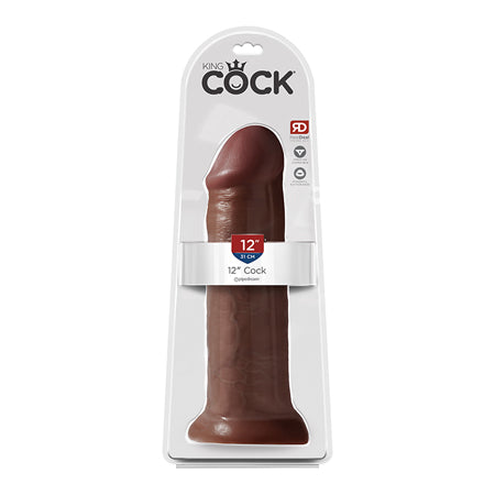 King Cock 12 in. Cock Realistic Dildo With Suction Cup Brown-0
