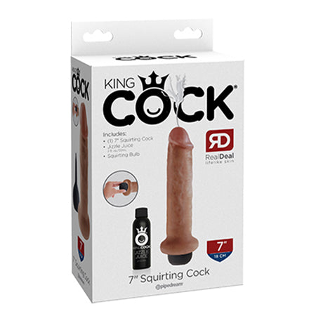 King Cock 7 in. Squirting Cock Realistic Dildo Tan-0