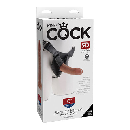 King Cock Strap-on Harness With 6 in. Cock Tan-0