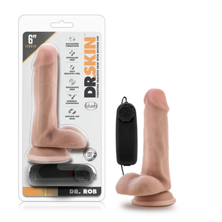 Dr. Skin Dr. Rob Realistic 6 in. Vibrating Dildo with Balls Beige-0