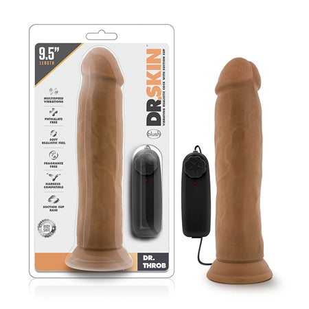 Dr. Skin Dr. Throb Realistic 9.5 in. Vibrating Dildo Tan-0