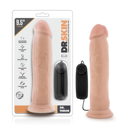 Dr. Skin Dr. Throb Realistic 9.5 in. Vibrating Dildo Beige-0