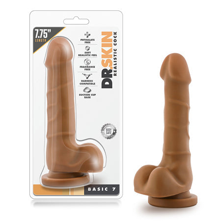 Dr. Skin Basic 7 Realistic 7.75 in. Dildo with Balls Tan-0