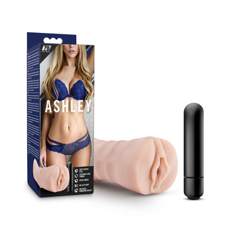 M for Men Ashley Vagina Stroker with Bullet Vibrator Beige-0