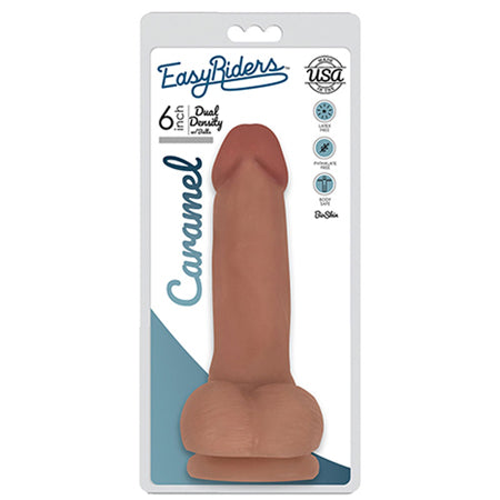 Curve Toys Easy Riders 6 in. Dual Density Dildo with Balls & Suction Cup Tan-0