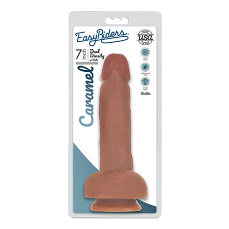 Curve Toys Easy Riders 7 in. Dual Density Dildo with Balls & Suction Cup Tan-0