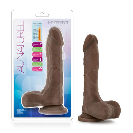 Au Naturel Mister Perfect 8.5 in. Posable Dual Density Dildo with Balls Brown-0