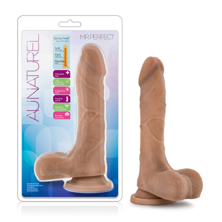 Au Naturel Mister Perfect 8.5 in. Posable Dual Density Dildo with Balls Tan-0
