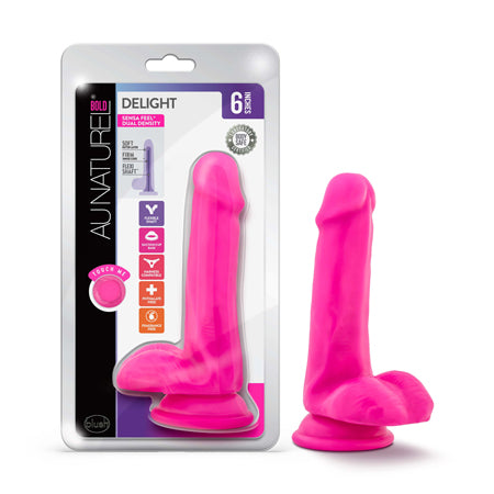 Au Naturel Bold Delight 6 in. Posable Dual Density Dildo with Balls Pink-0