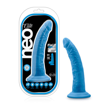 Neo Elite 7.5 in. Silicone Dual Density Dildo Neon Blue-0