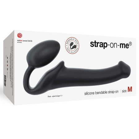 Strap-On-Me Semi-Realistic Bendable Silicone Strap-On Black M-0
