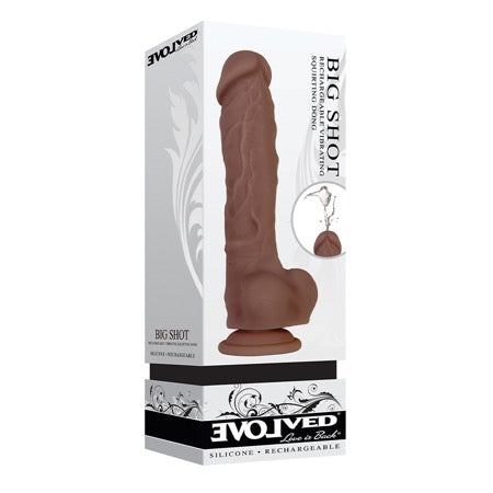 Evolved Big Shot Rechargeable Vibrating 8 in. Silicone Squirting Dildo Brown-0