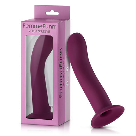 FemmeFunn Versa S Sleeve Curved Silicone Sleeve with Suction Cup Dark Fuchsia-0
